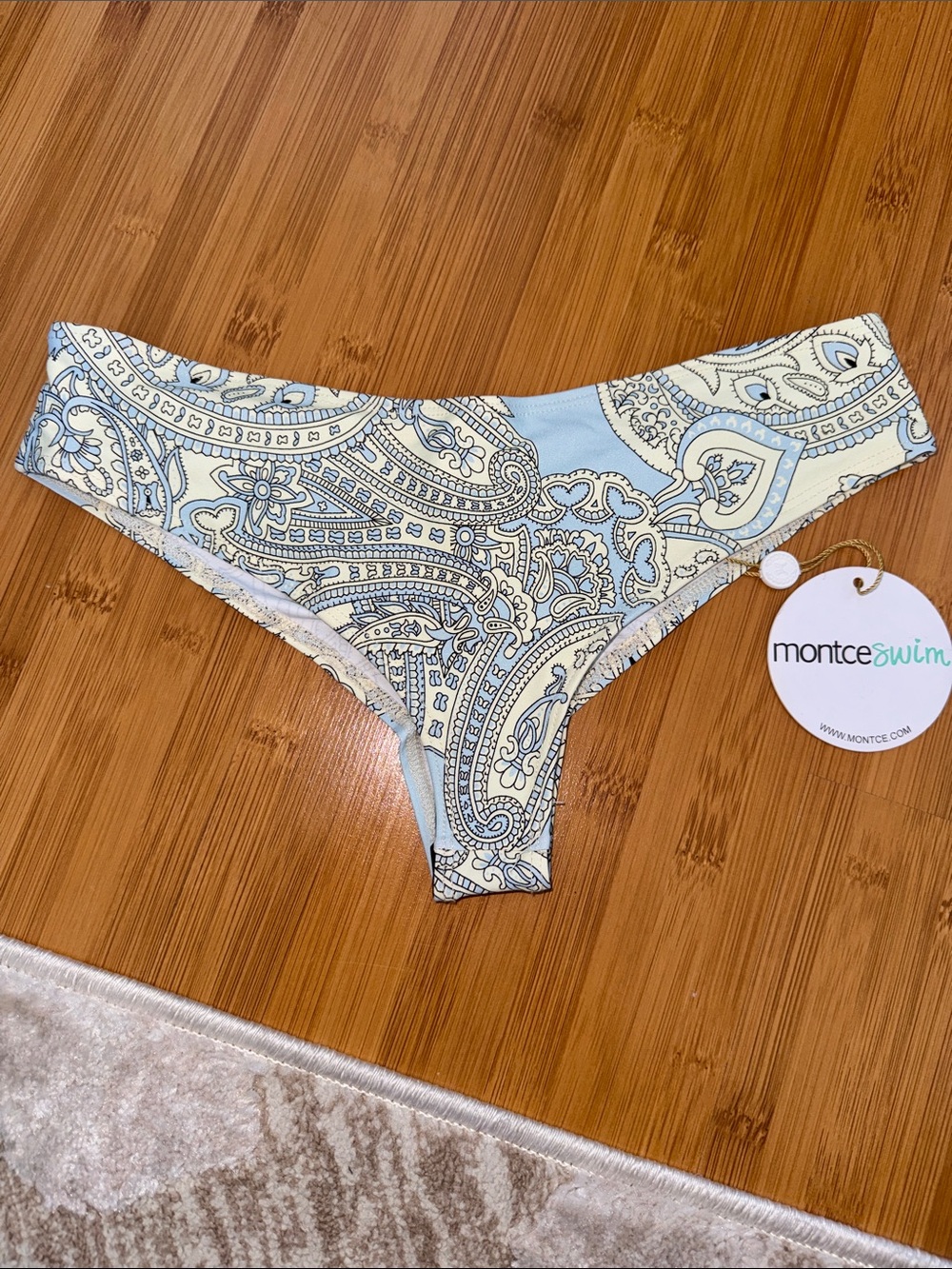 Montce Paisley Print Light Blue and Cream Bikini Bottom
